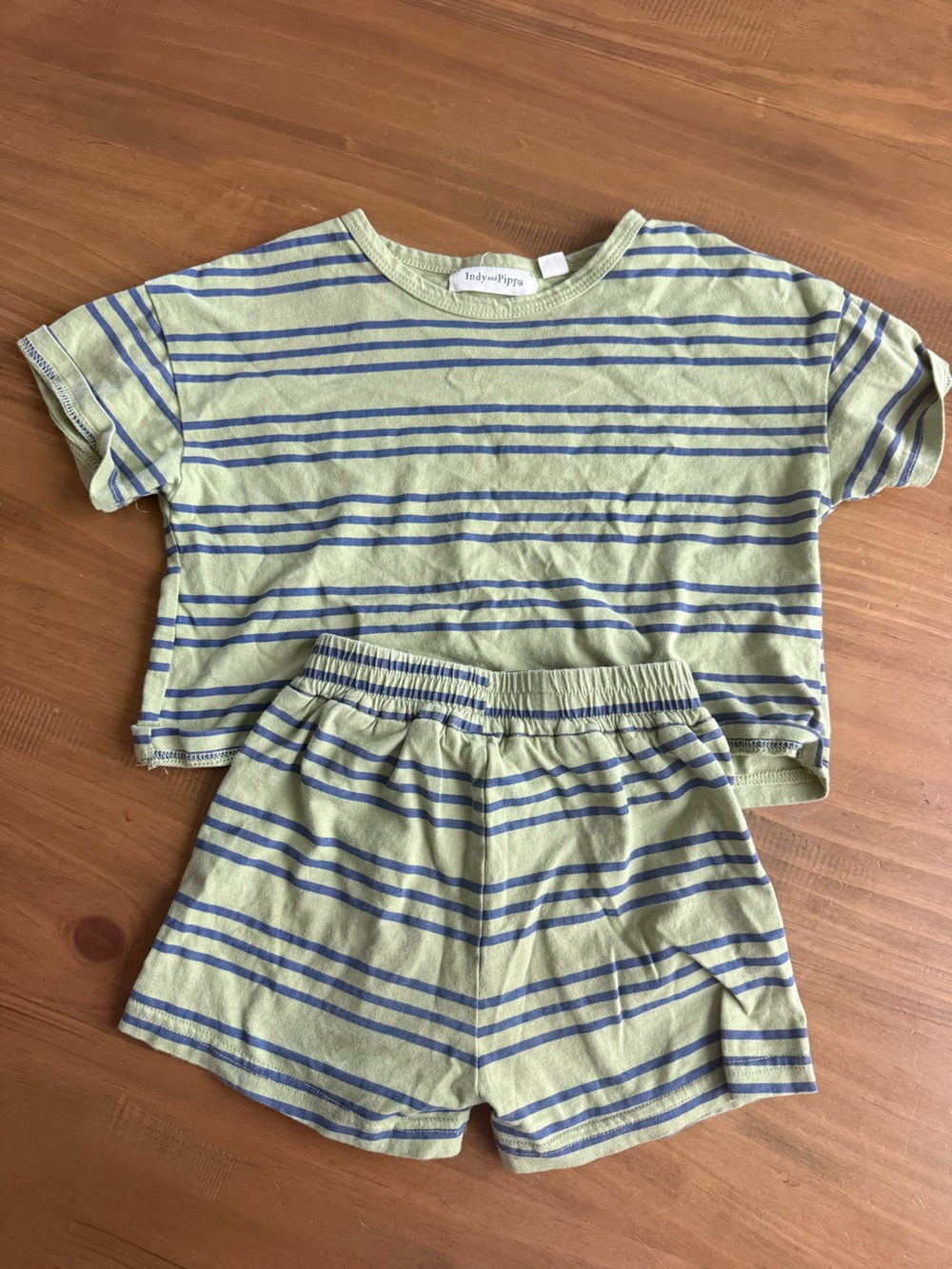 Indy & Pippa Green and Blue Striped Set